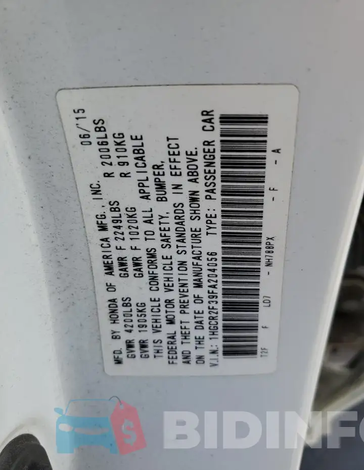 1HGCR2F39FA204056 Photo# 12