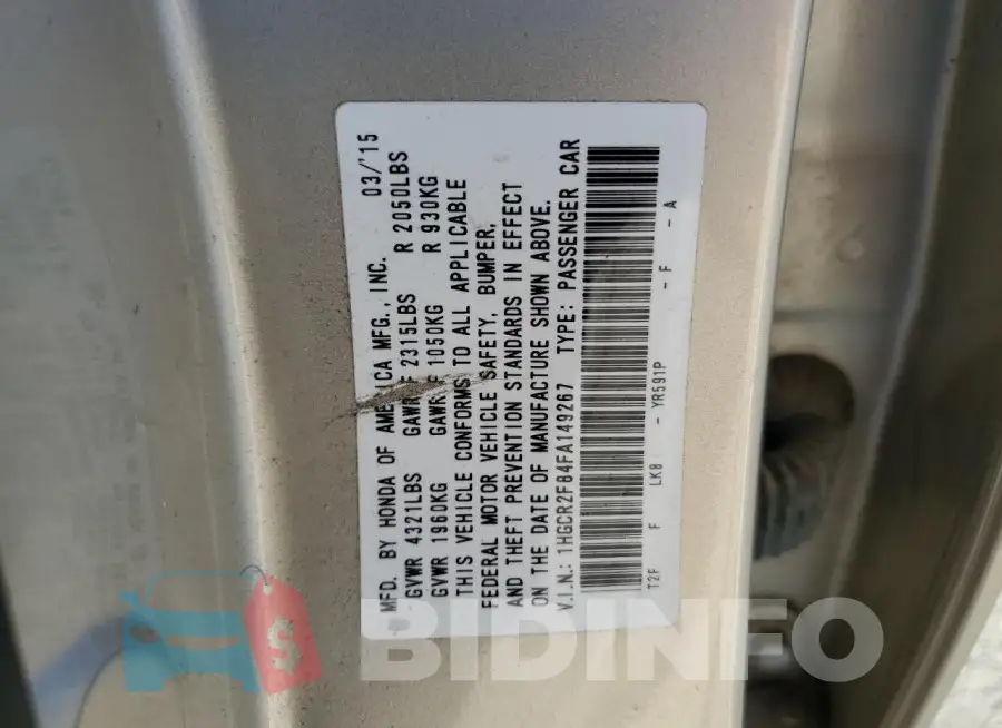 1HGCR2F84FA149267 Photo# 12
