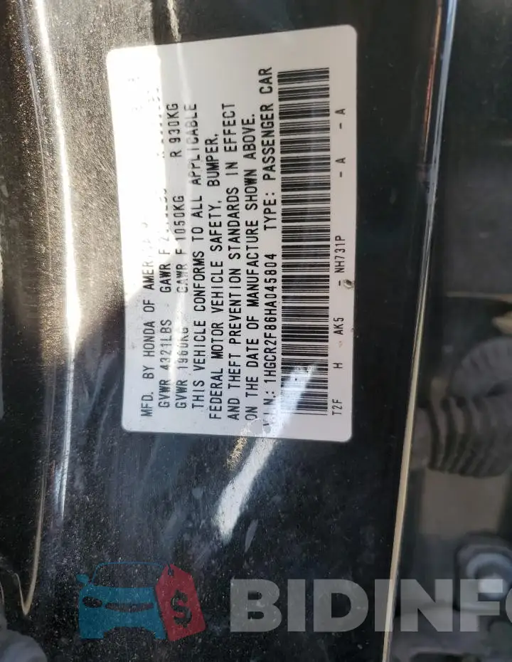 1HGCR2F86HA045804 Photo# 12