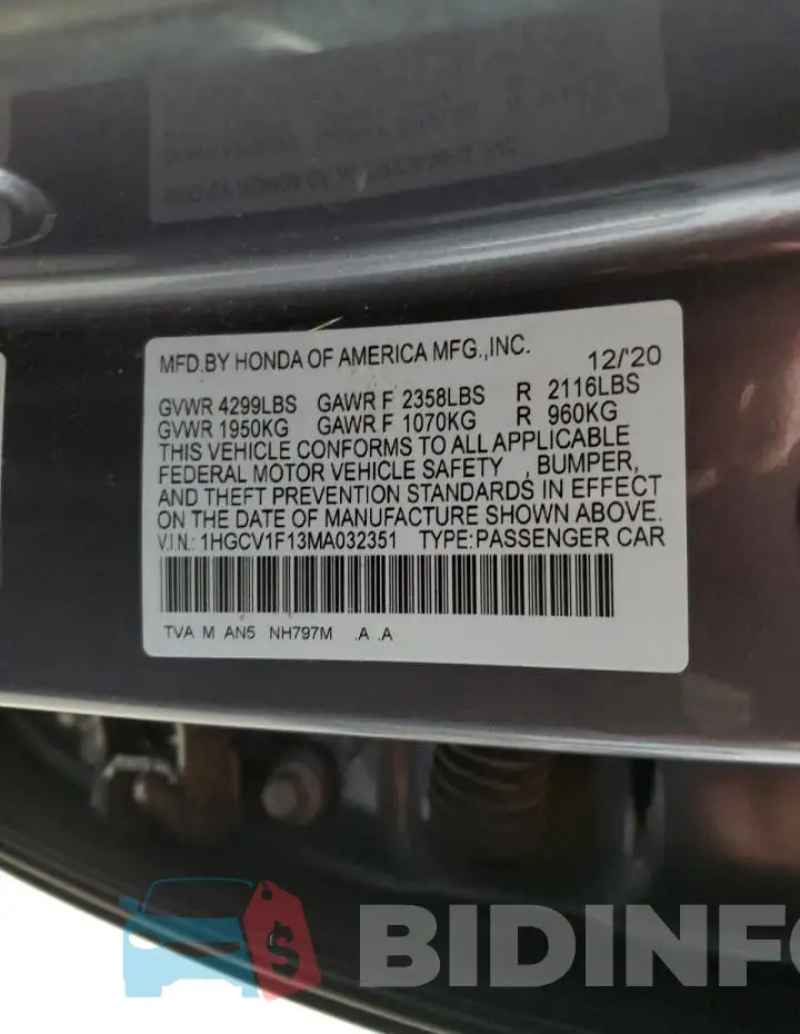 1HGCV1F13MA032351 Photo# 12