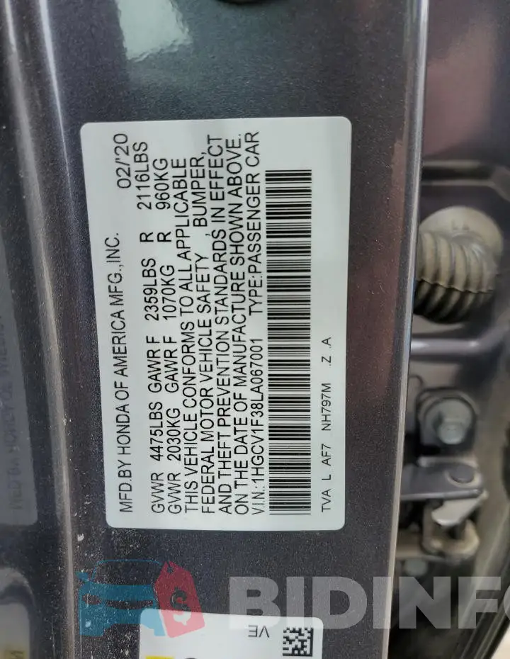1HGCV1F38LA067001 Photo# 13