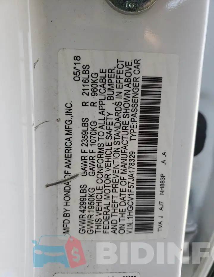 1HGCV1F57JA178329 Photo# 12