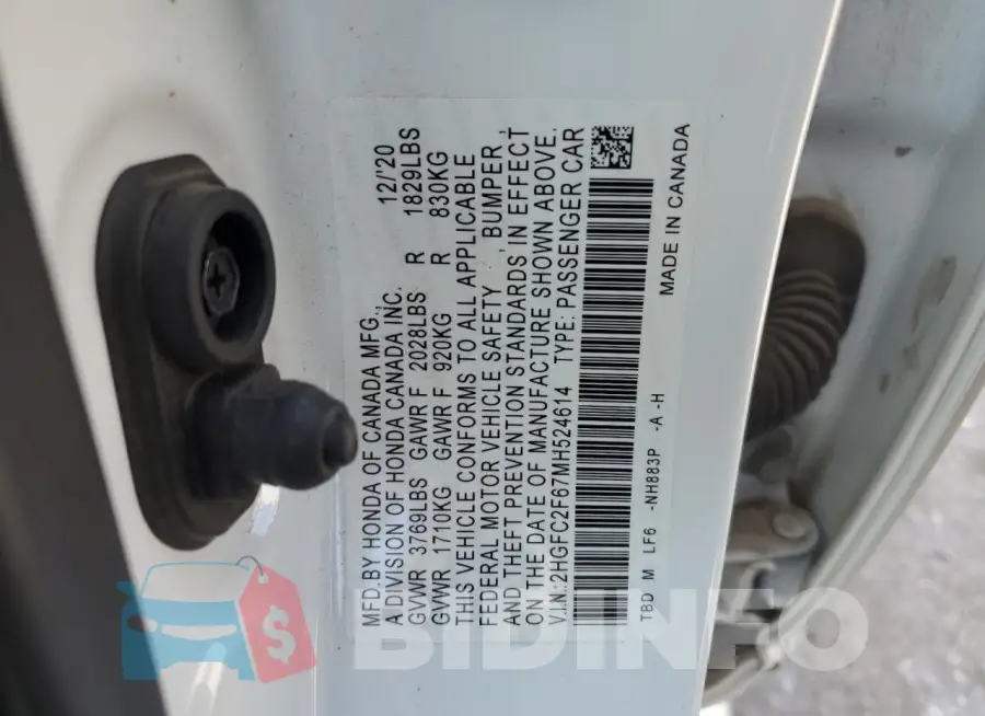 2HGFC2F67MH524614 Photo# 12