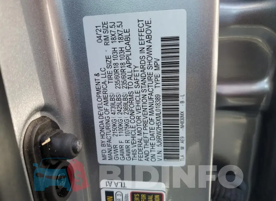 5J6RW2H5XML018389 Photo# 13