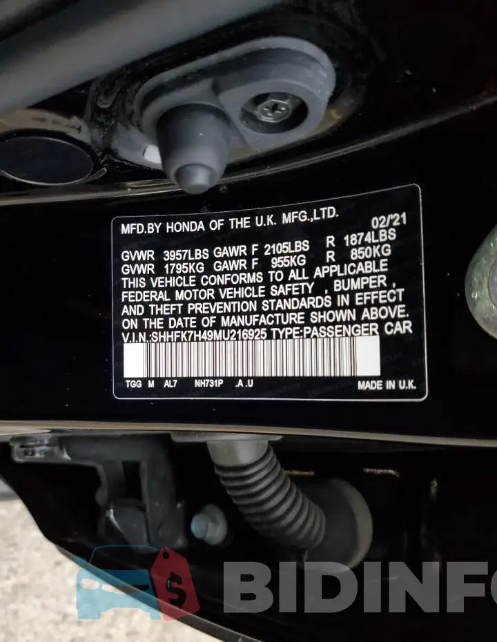 SHHFK7H49MU216925 Photo# 12