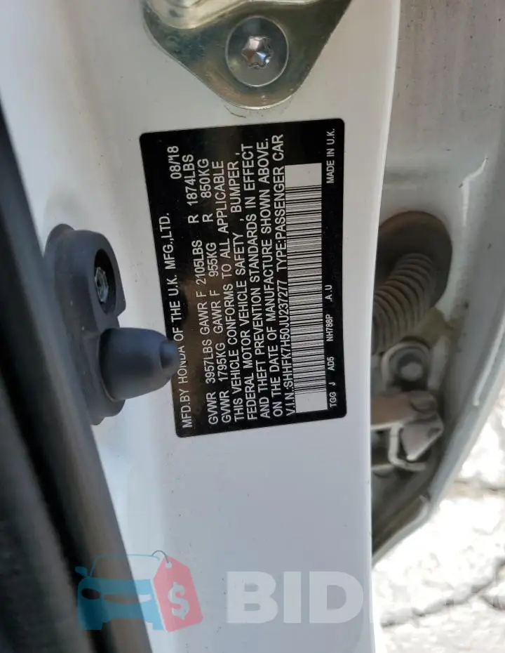 SHHFK7H50JU237277 Photo# 12