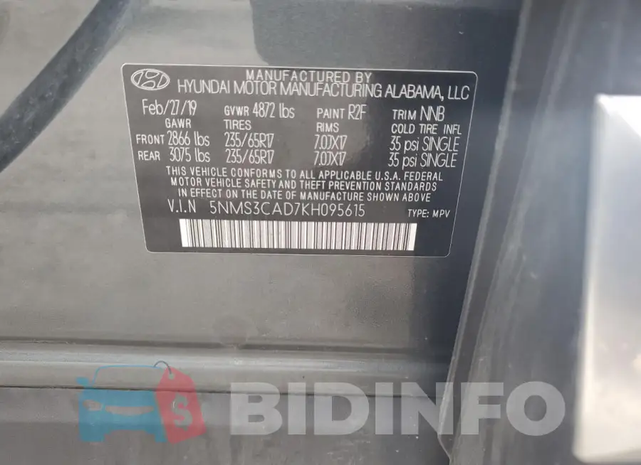 5NMS3CAD7KH095615 Photo# 13