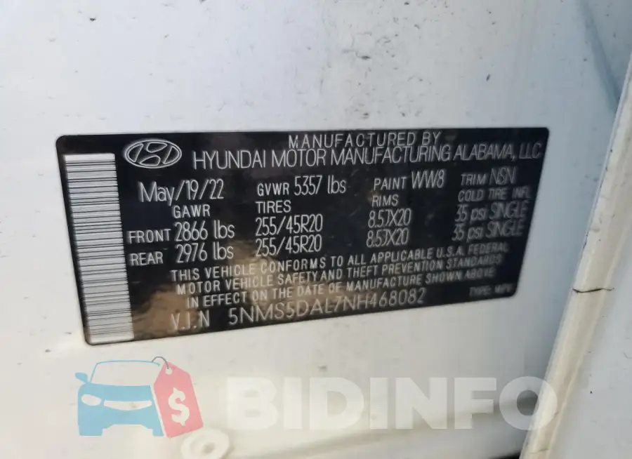 5NMS5DAL7NH468082 Photo# 14