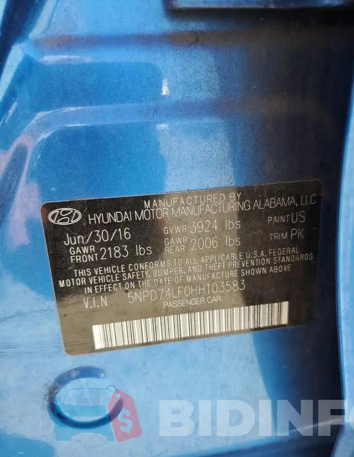 5NPD74LF0HH103583 Photo# 12