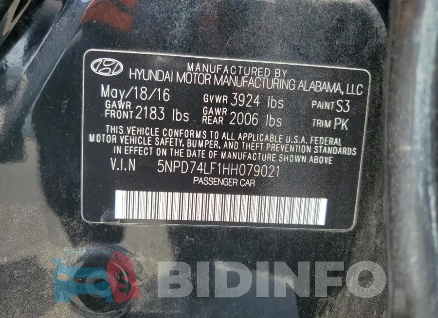 5NPD74LF1HH079021 Photo# 12