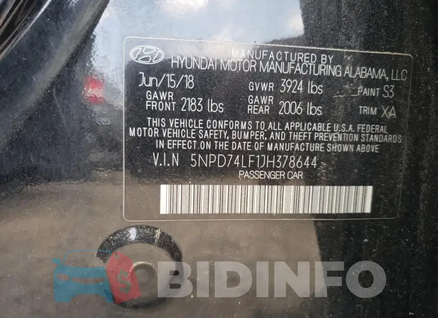 5NPD74LF1JH378644 Photo# 13