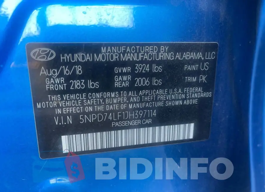 5NPD74LF1JH397114 Photo# 10
