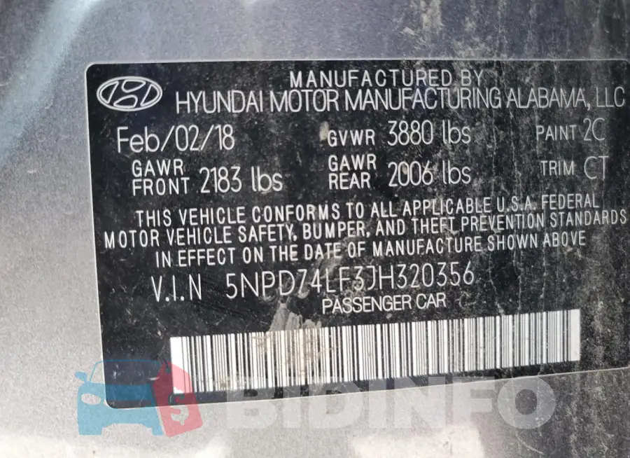 5NPD74LF3JH320356 Photo# 13