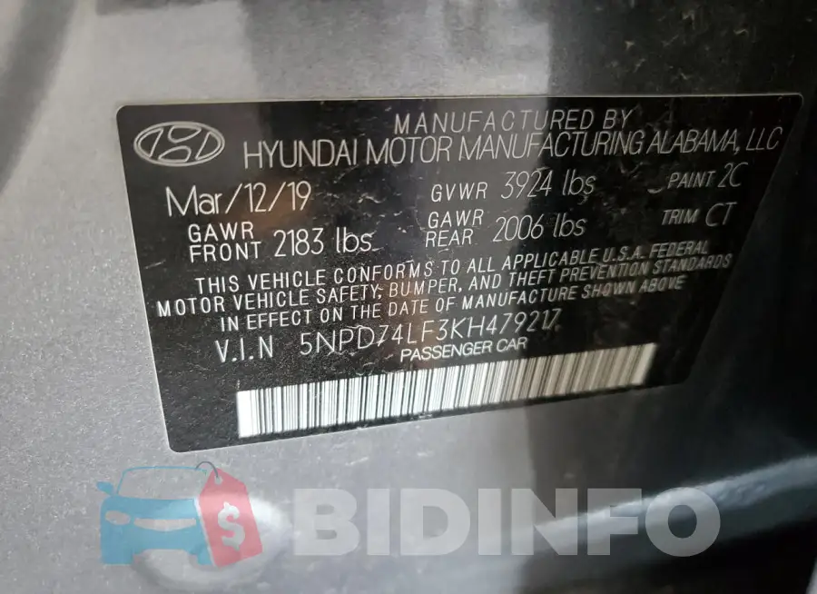 5NPD74LF3KH479217 Photo# 12
