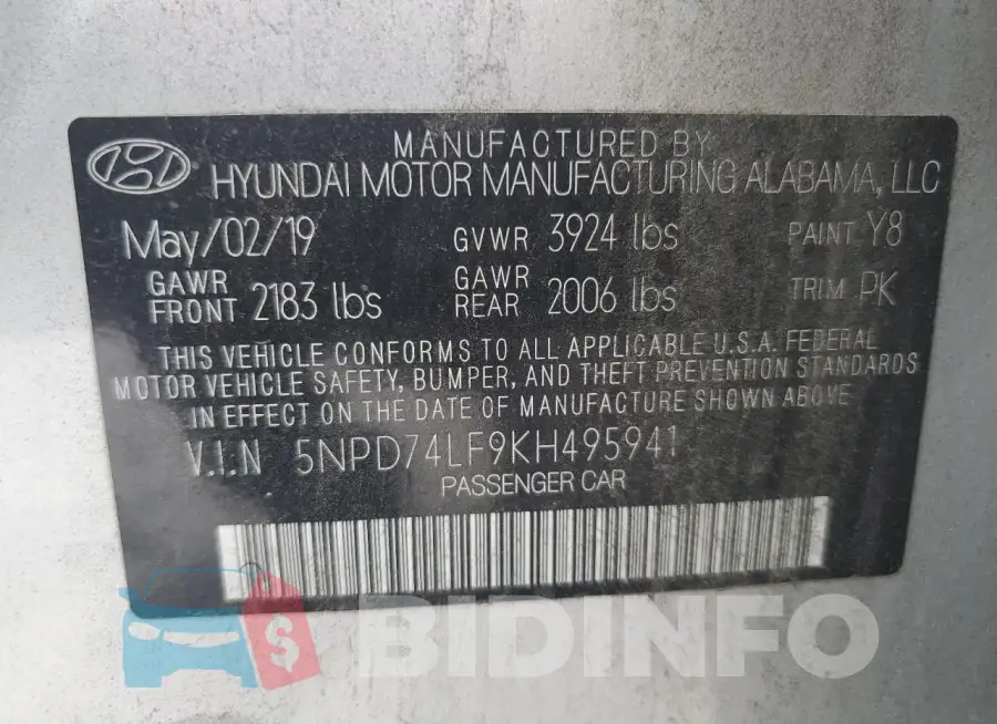 5NPD74LF9KH495941 Photo# 12