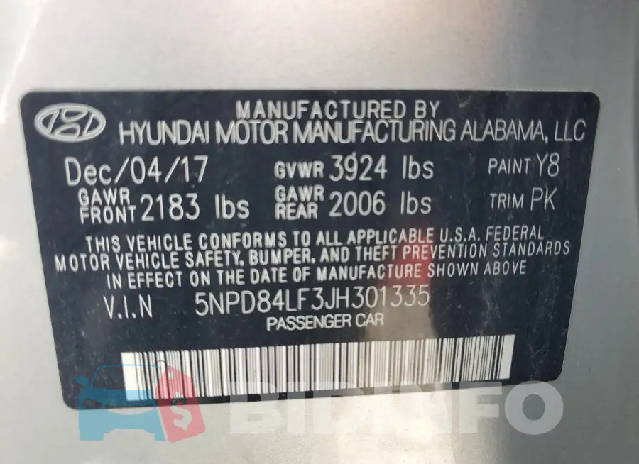 5NPD84LF3JH301335 Photo# 12