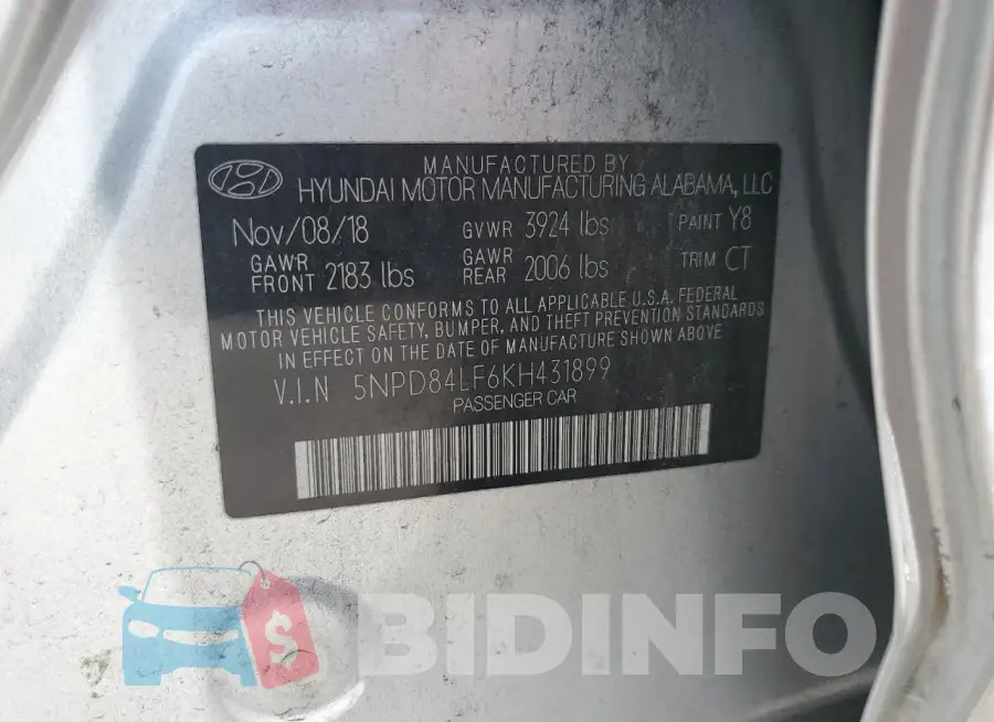 5NPD84LF6KH431899 Photo# 12