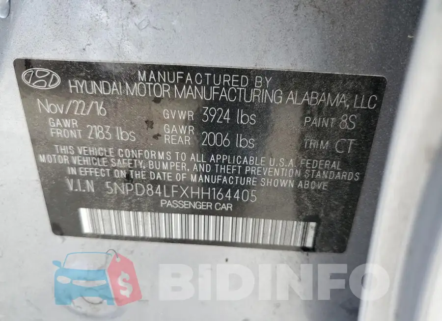 5NPD84LFXHH164405 Photo# 13