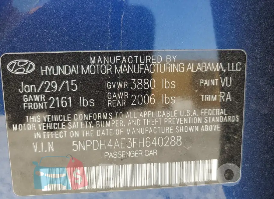 5NPDH4AE3FH640288 Photo# 12