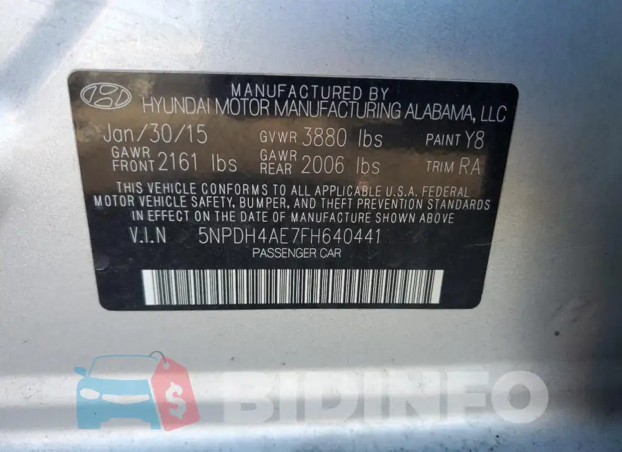 5NPDH4AE7FH640441 Photo# 12