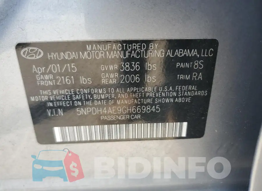 5NPDH4AE9GH669845 Photo# 12