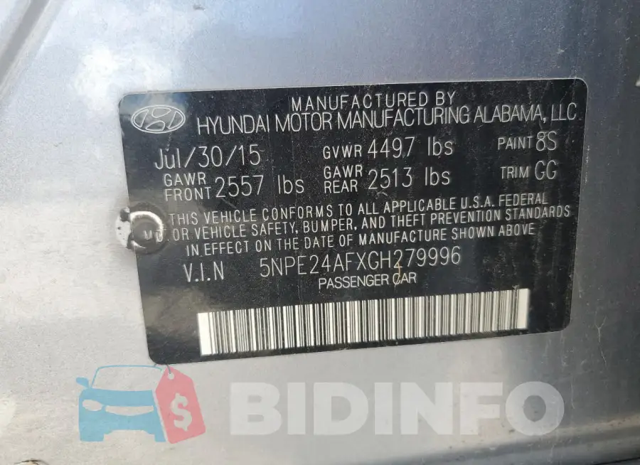 5NPE24AFXGH279996 Photo# 12