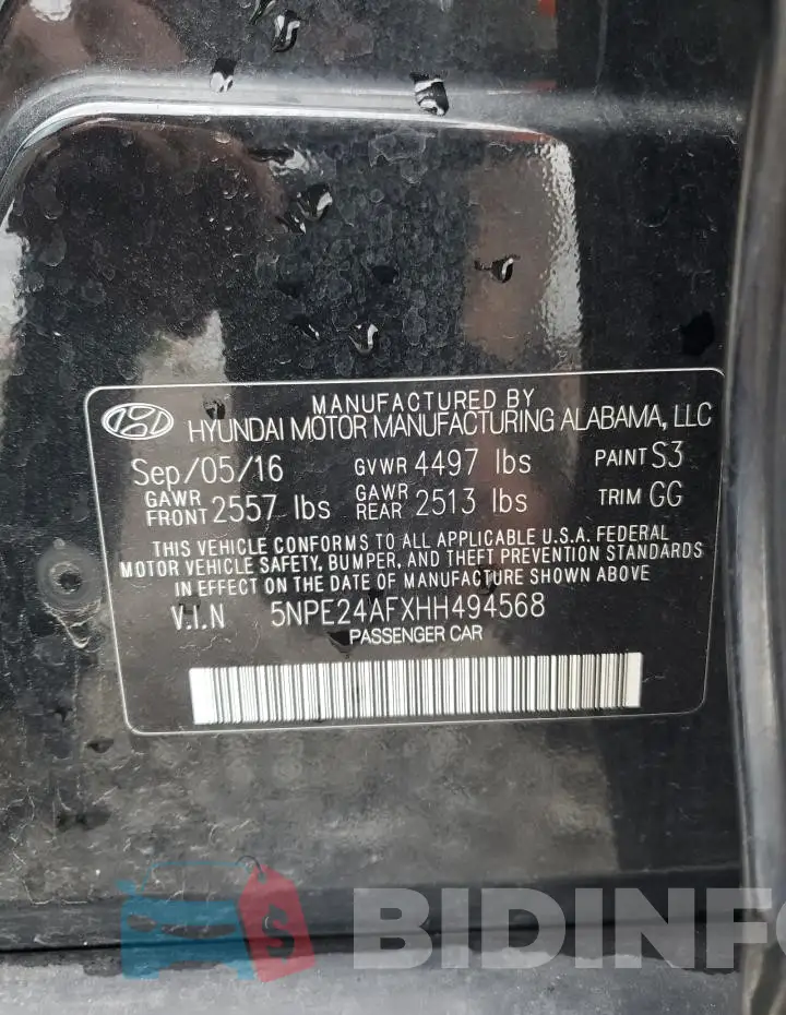 5NPE24AFXHH494568 Photo# 12