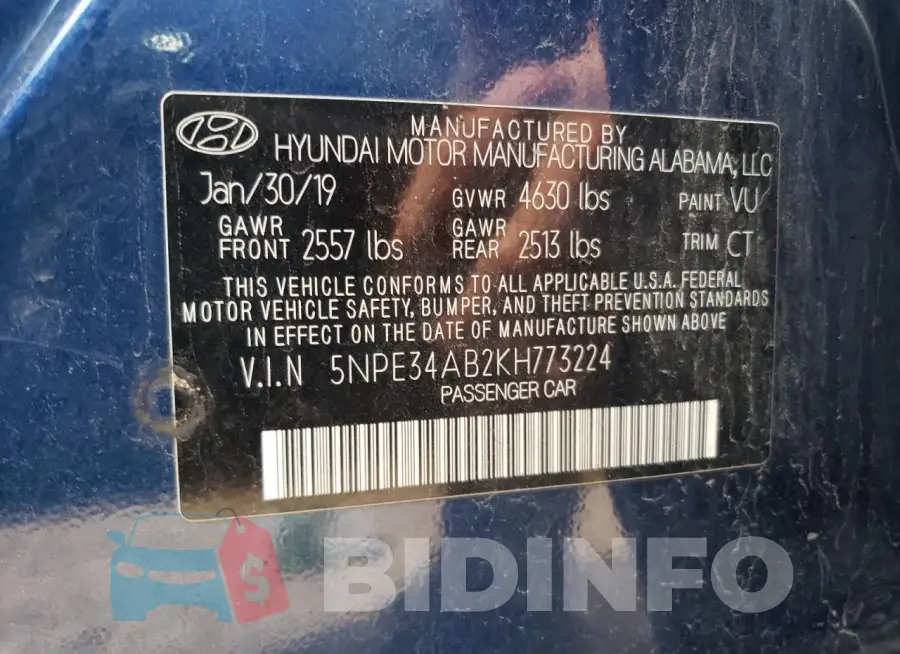 5NPE34AB2KH773224 Photo# 12