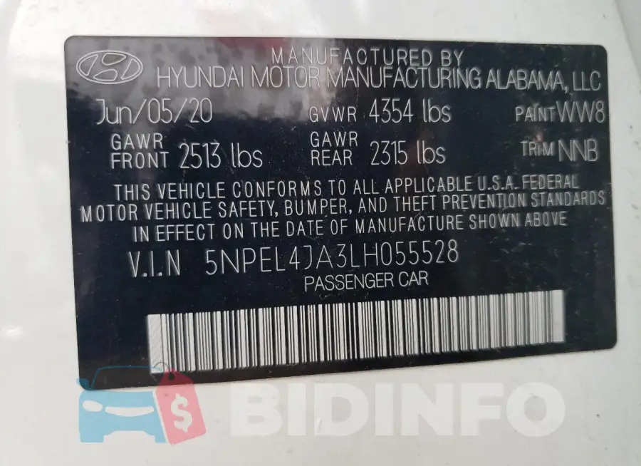 5NPEL4JA3LH055528 Photo# 13
