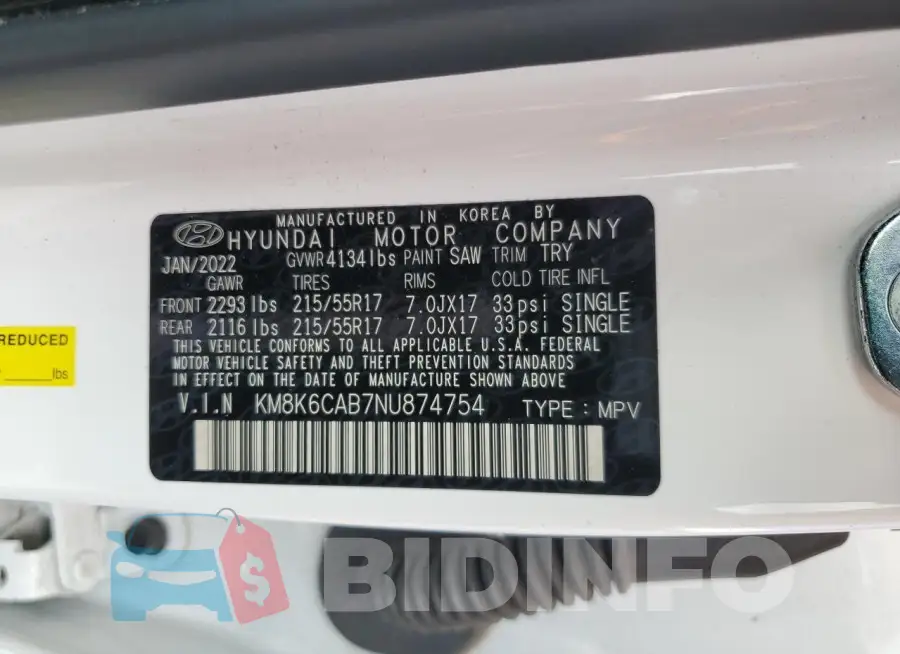 KM8K6CAB7NU874754 Photo# 12