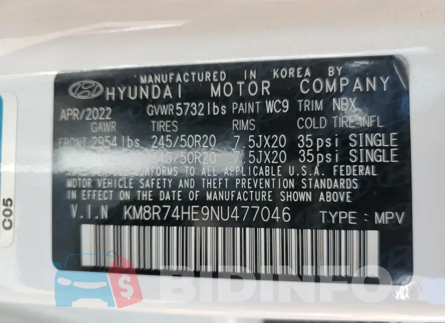 KM8R74HE9NU477046 Photo# 13