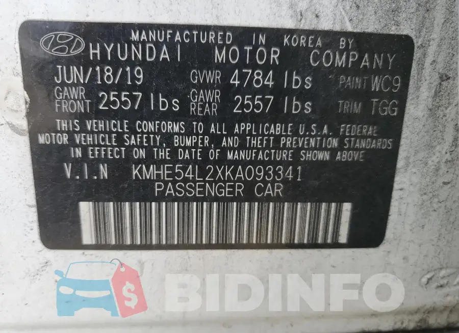 KMHE54L2XKA093341 Photo# 13
