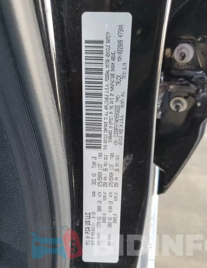 1C6SRFHT4KN503222 Photo# 12