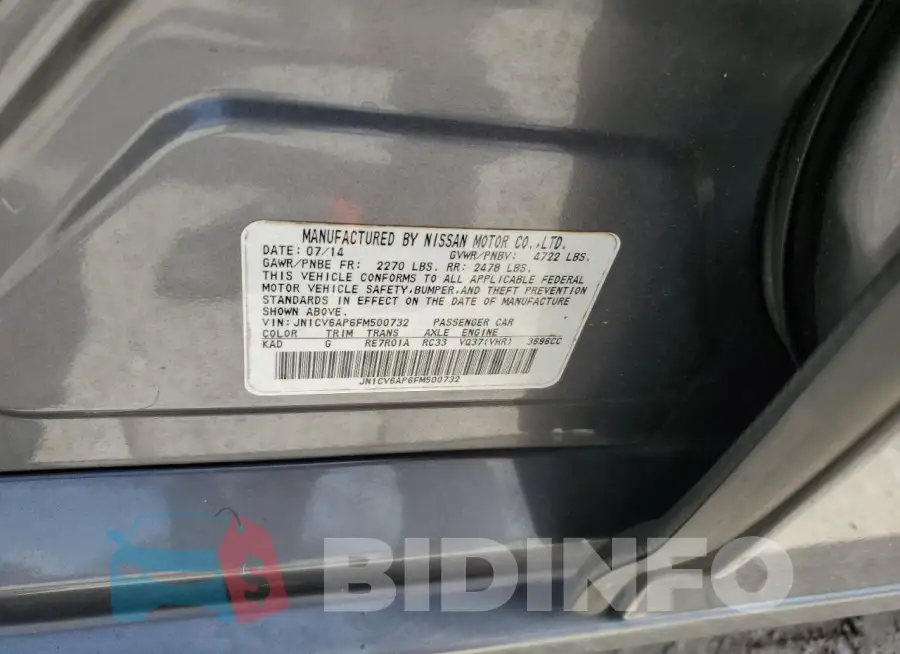 JN1CV6AP6FM500732 Photo# 13