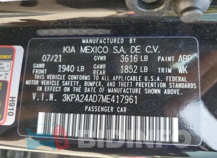 3KPA24AD7ME417961 Photo# 12
