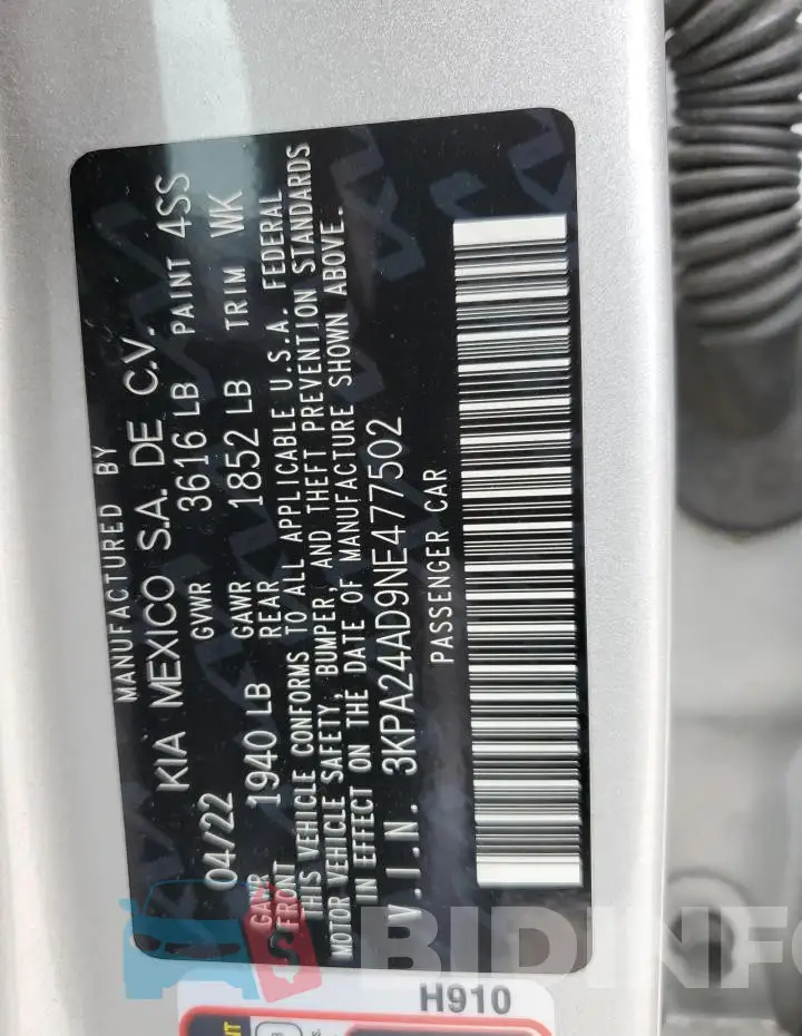 3KPA24AD9NE477502 Photo# 13