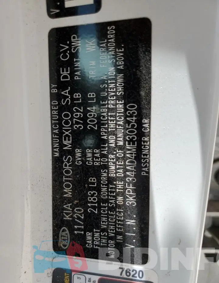 3KPF34AD4ME305430 Photo# 12