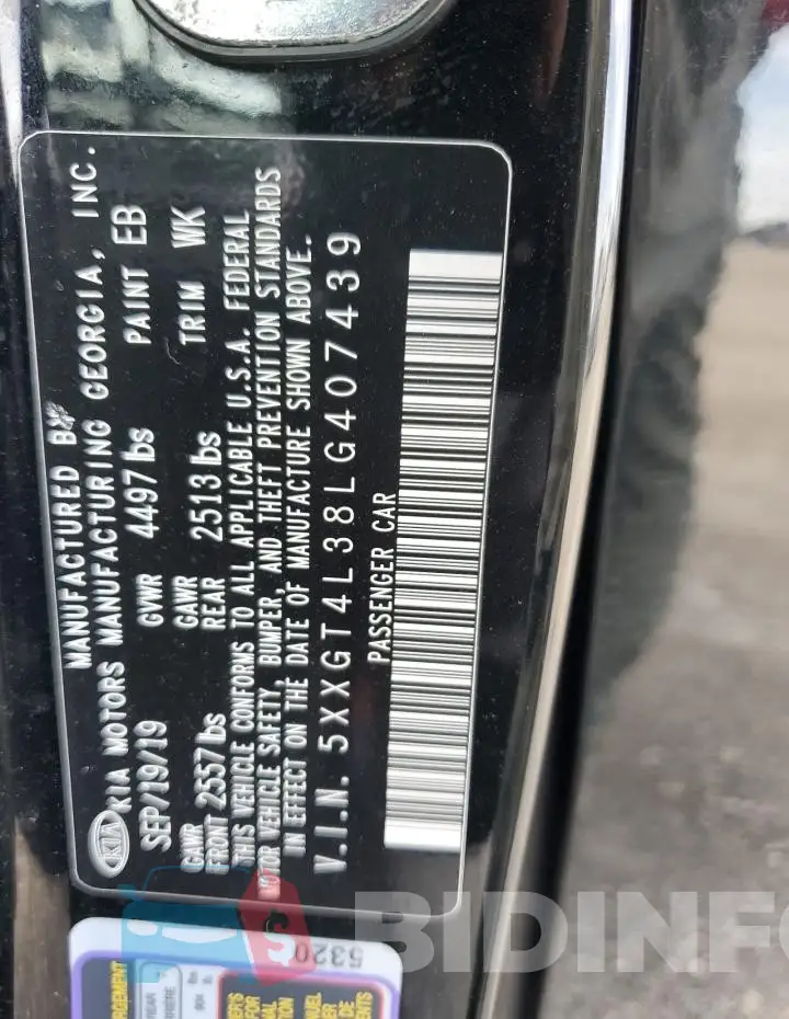 5XXGT4L38LG407439 Photo# 13