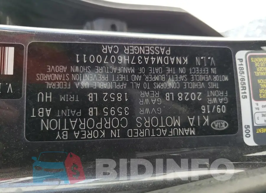 KNADM4A37H6070011 Photo# 12