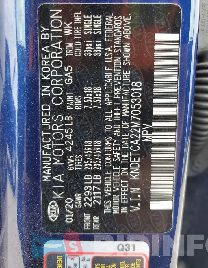 KNDETCA22M7053018 Photo# 14