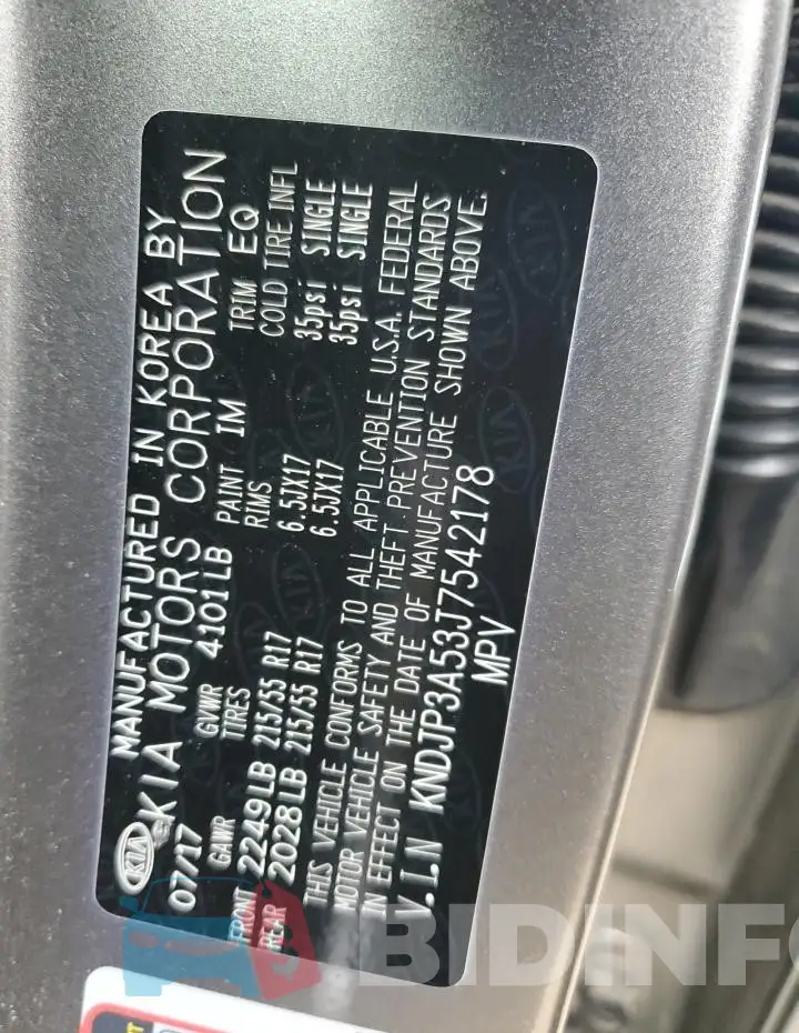 KNDJP3A53J7542178 Photo# 12