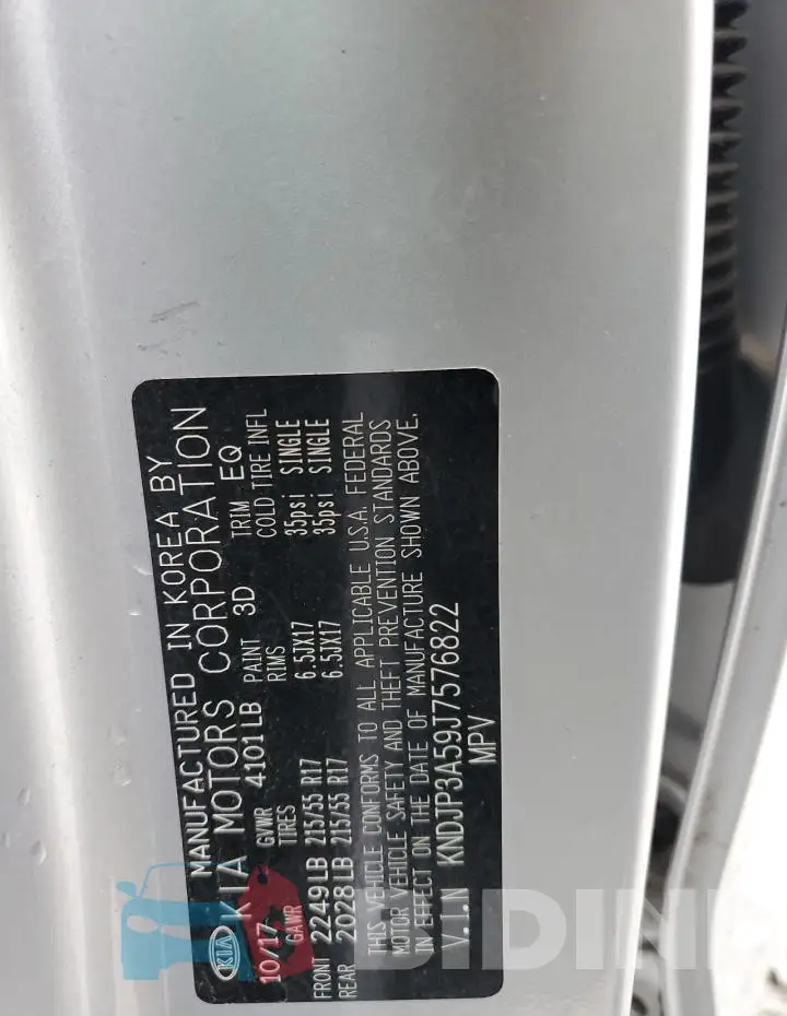 KNDJP3A59J7576822 Photo# 12