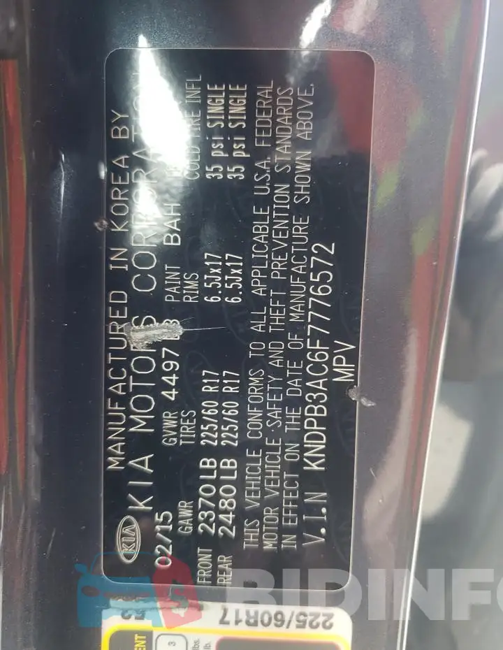 KNDPB3AC6F7776572 Photo# 13