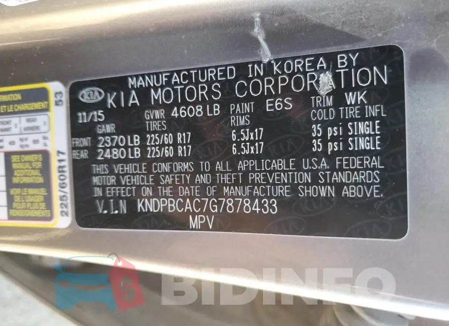 KNDPBCAC7G7878433 Photo# 13