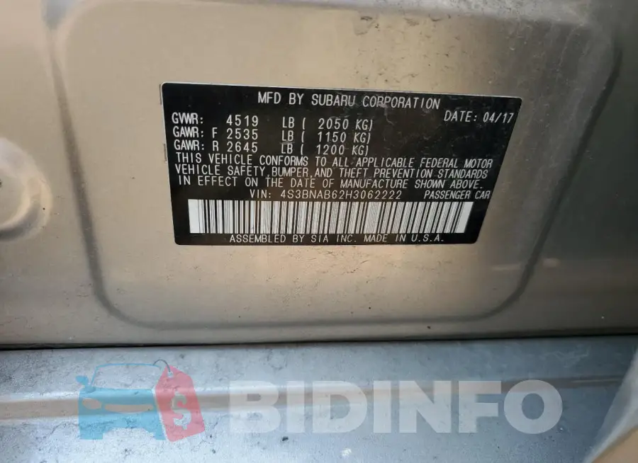 4S3BNAB62H3062222 Photo# 12