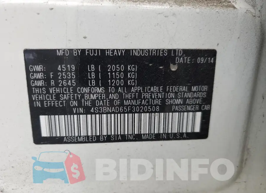 4S3BNAD65F3020508 Photo# 12