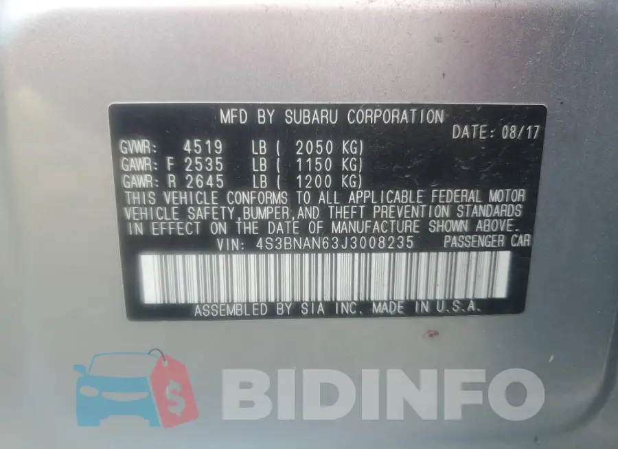 4S3BNAN63J3008235 Photo# 12