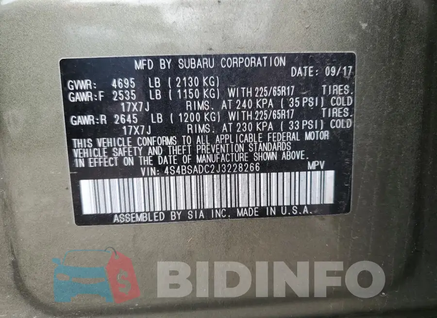 4S4BSADC2J3228266 Photo# 12