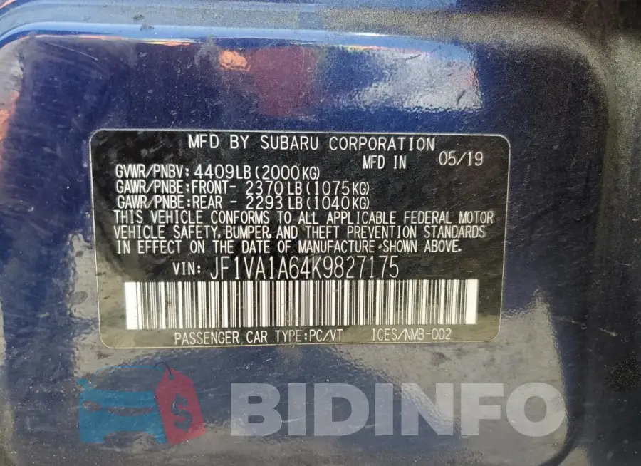 JF1VA1A64K9827175 Photo# 12