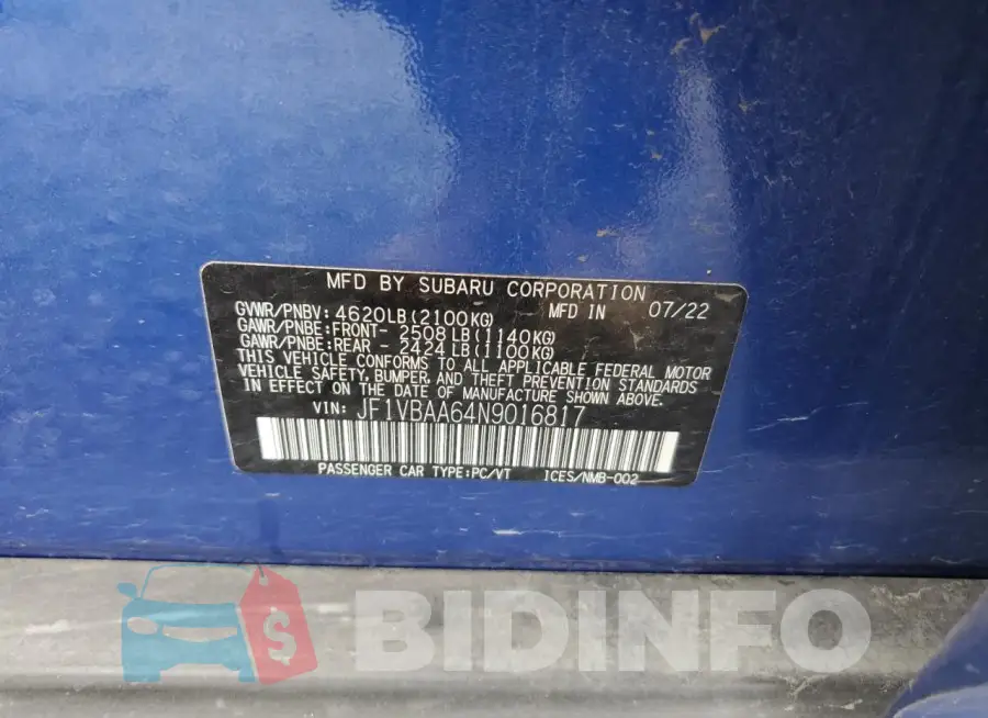 JF1VBAA64N9016817 Photo# 12